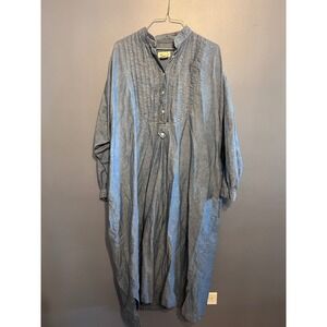 Vintage Sultana By Adini Blue Denim Style Tunic Kaftan House Dress Size One Size